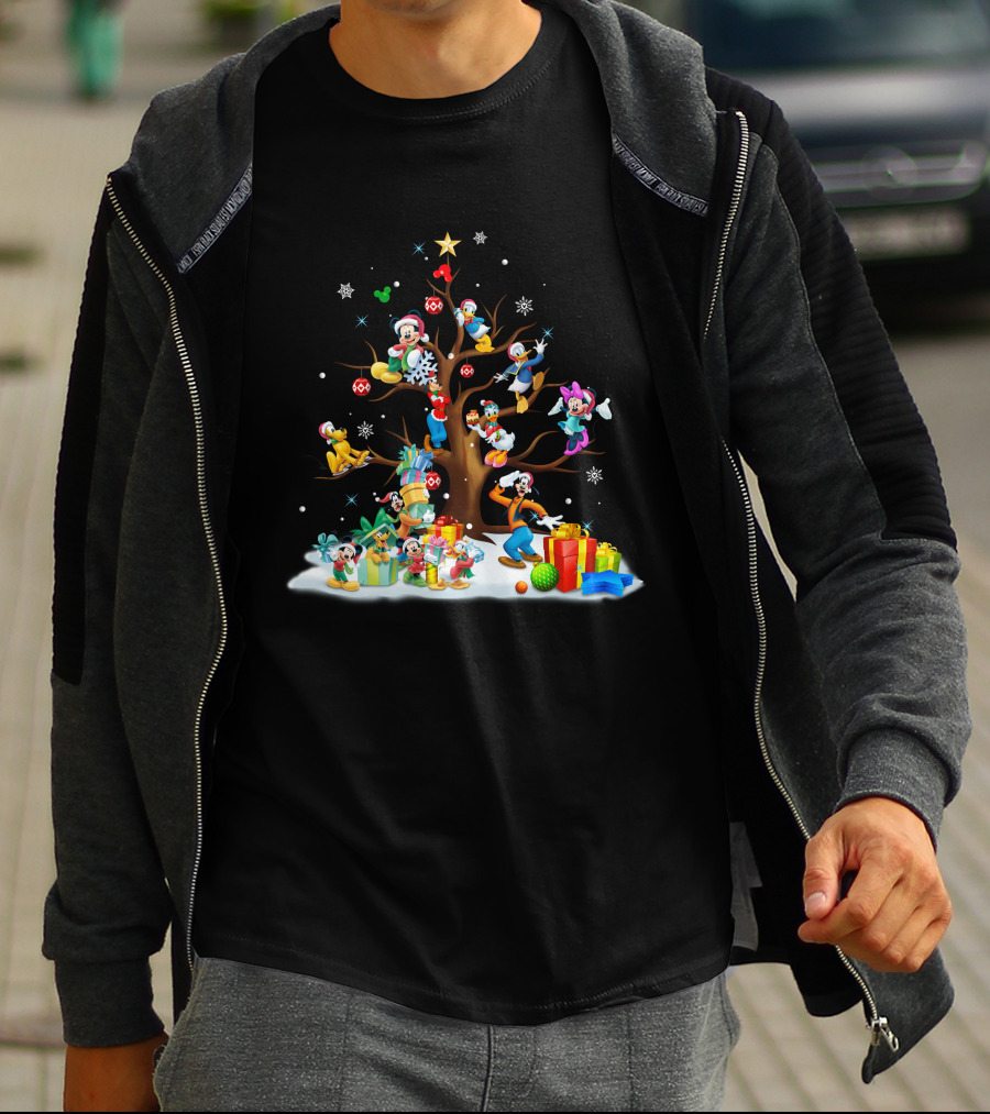 Mickey And Friends Holiday Celebration With Tree And Gifts T-Shirt