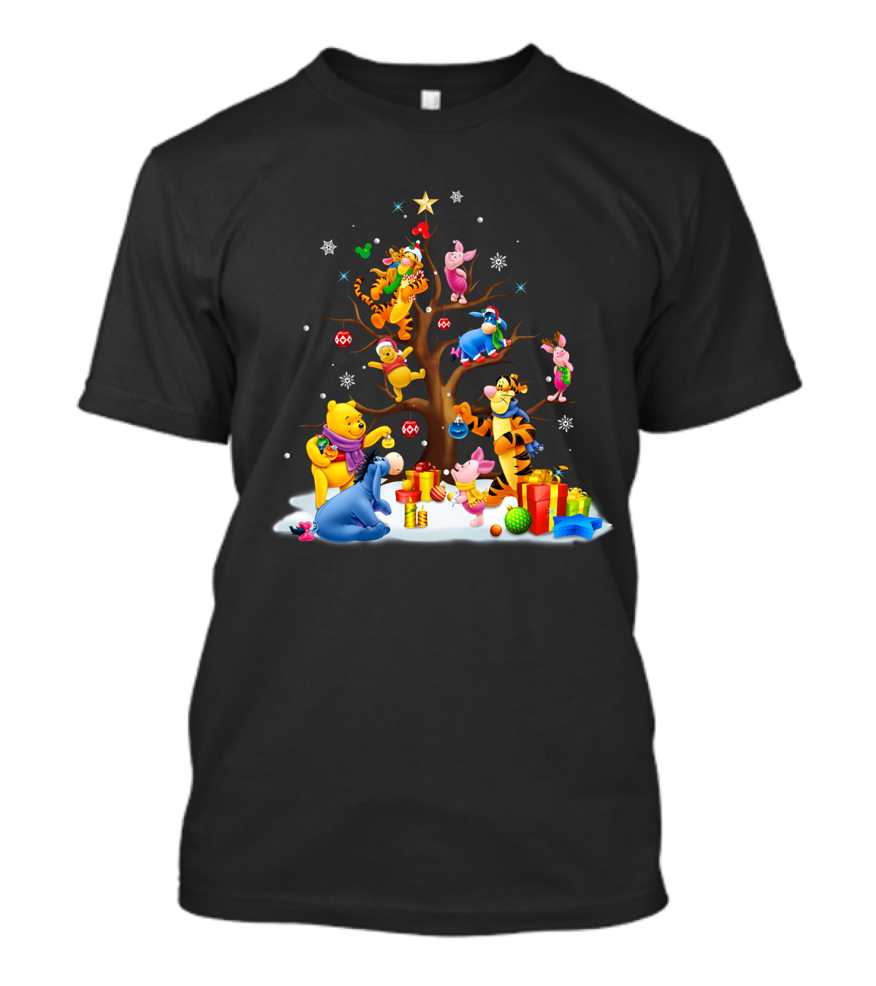 Winnie The Pooh Christmas Tree Celebration With Tigger Piglet And Eeyore T-Shirt