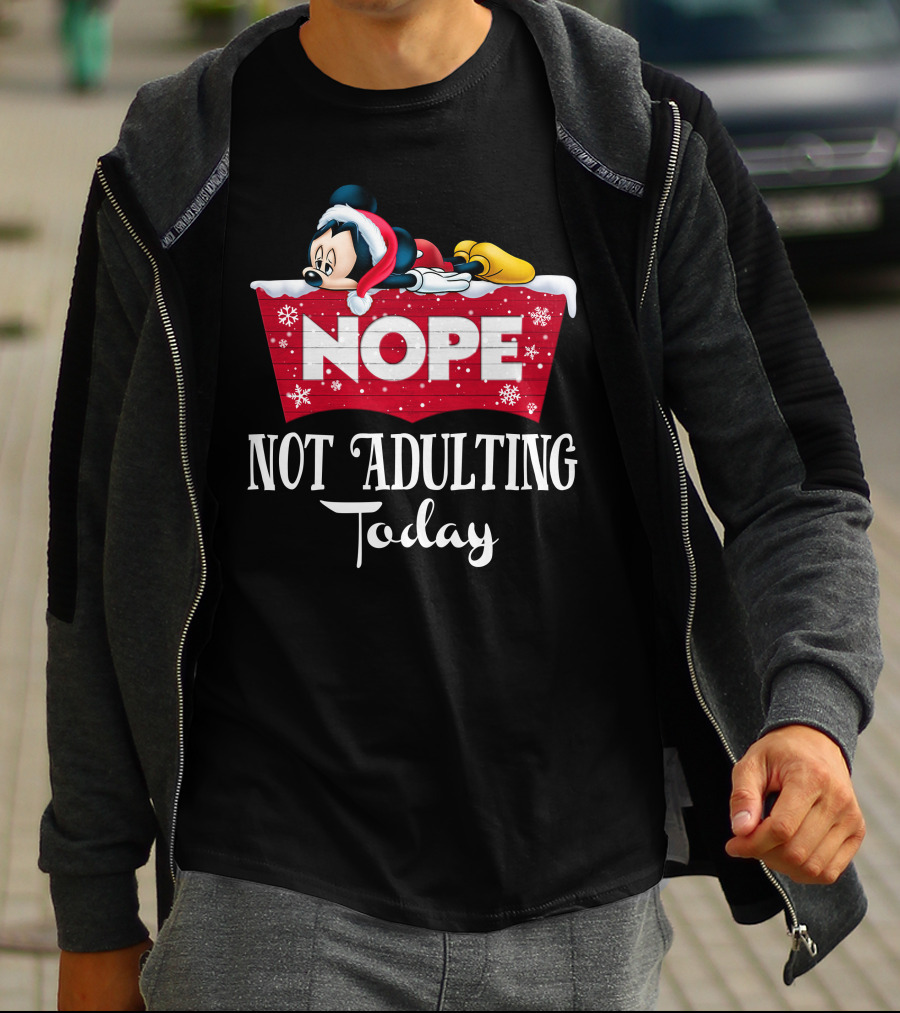 Nope Mickey Not Adulting Today Holiday Snowflakes T-Shirt