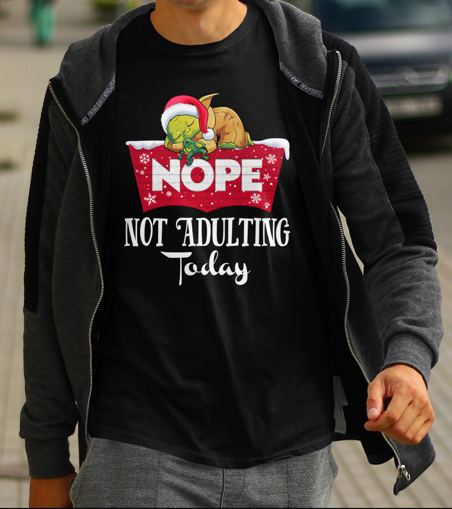 Yoda Nope Not Adulting Today Christmas Santa Hat T-Shirt