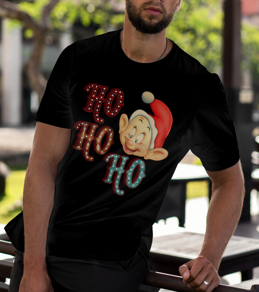 Ho Ho Ho Dopey Santa Hat Christmas Theme T-Shirt