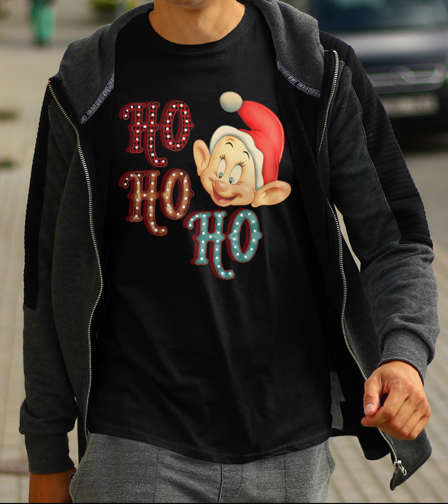 Ho Ho Ho Dopey Santa Hat Christmas Theme T-Shirt