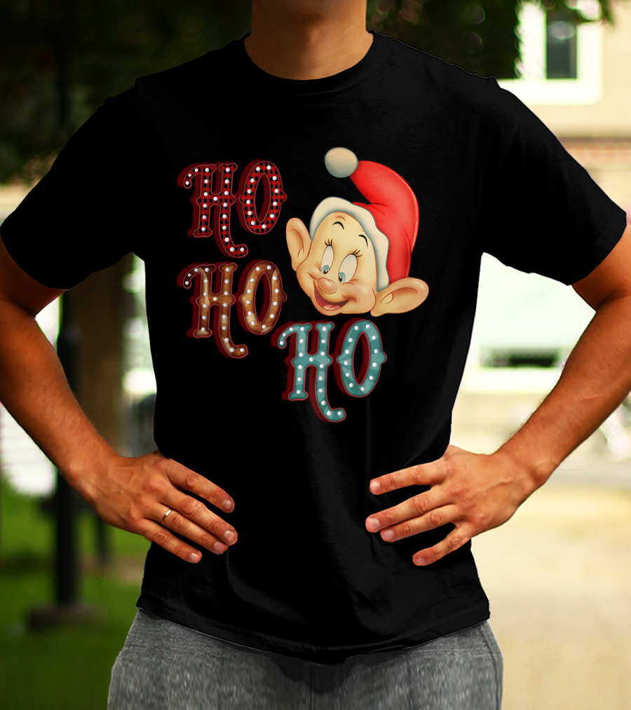 Ho Ho Ho Dopey Santa Hat Christmas Theme T-Shirt