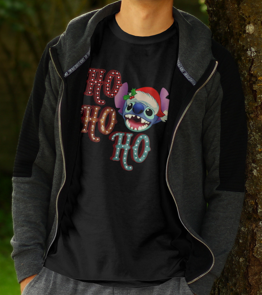 Stitch Ho Ho Ho Christmas Santa Hat T-Shirt