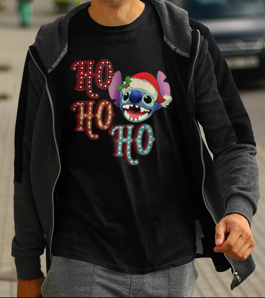 Stitch Ho Ho Ho Christmas Santa Hat T-Shirt