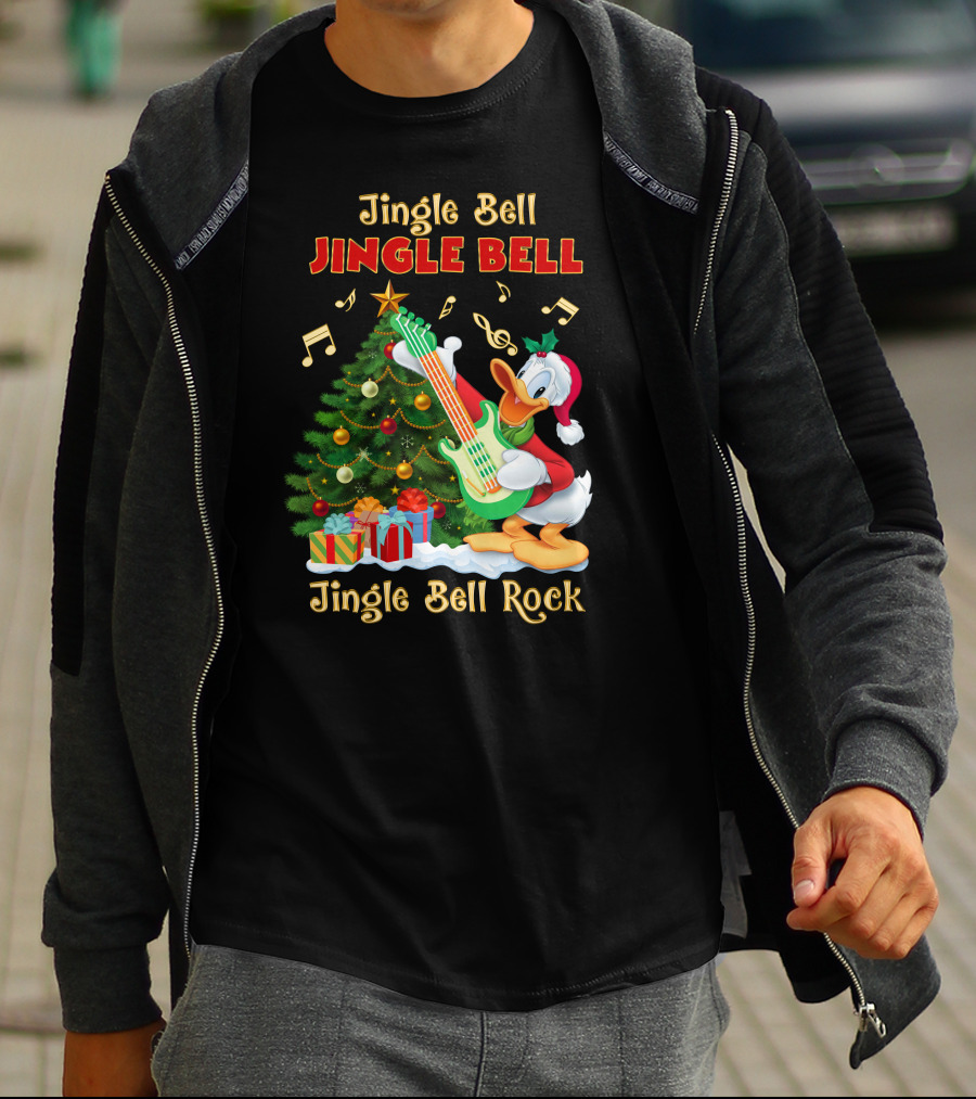 Jingle Bell Jingle Bell Jingle Bell Rock Donald Christmas Tree Guitar T-Shirt