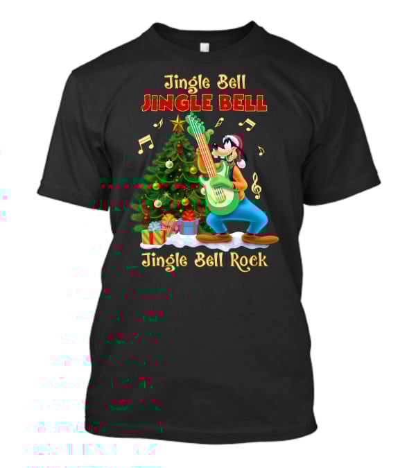 Jingle Bell Jingle Bell Jingle Bell Rock Goofy Christmas Tree Guitar T-Shirt