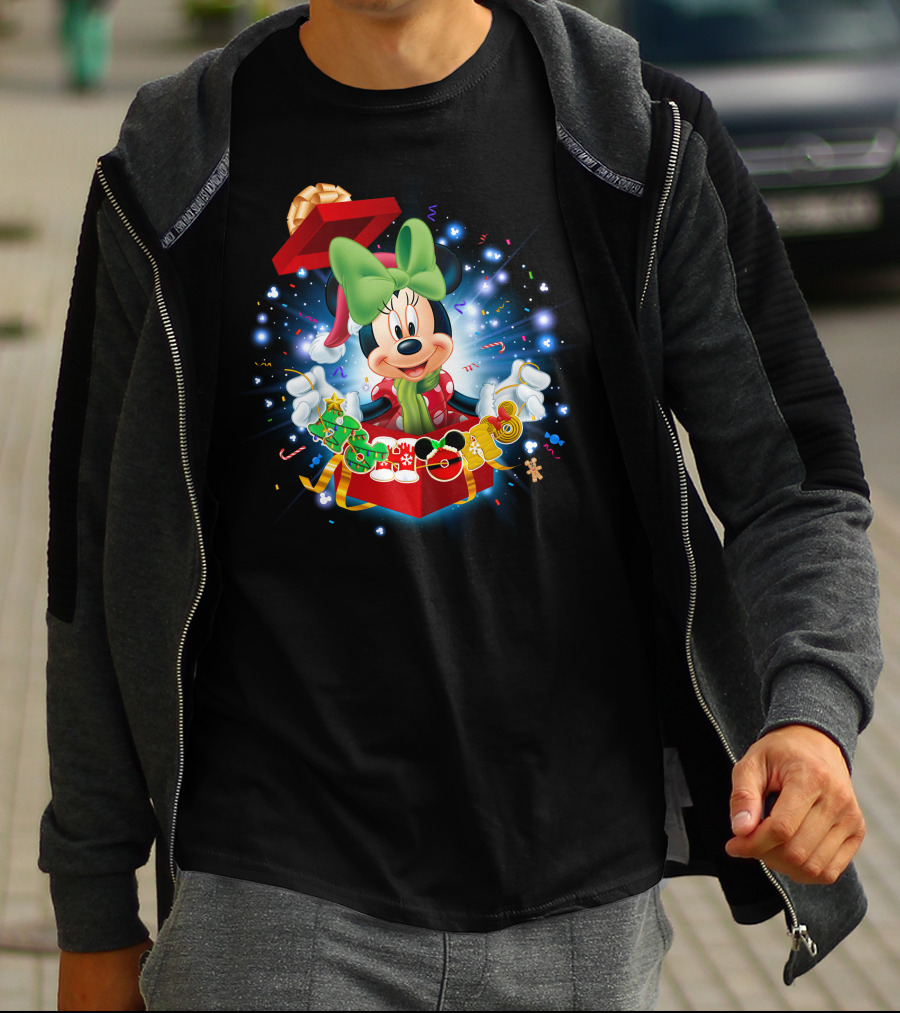 Minnie Holiday Gift Box Celebration Disney Magic T-Shirt