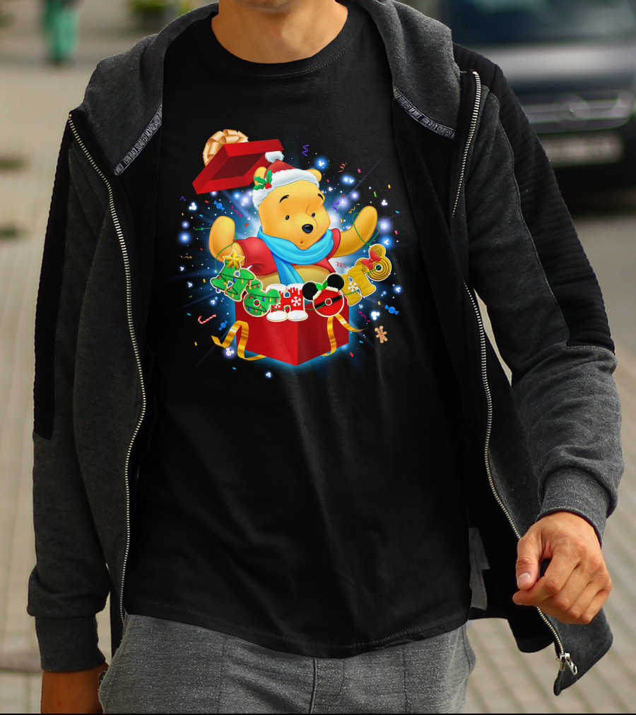 Winnie The Pooh Christmas Gift Box Holiday Cheer T-Shirt