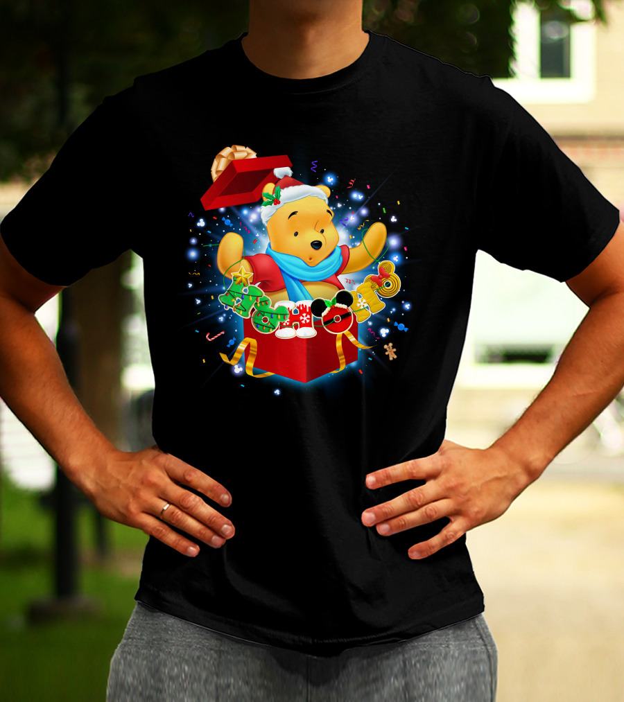 Winnie The Pooh Christmas Gift Box Holiday Cheer T-Shirt