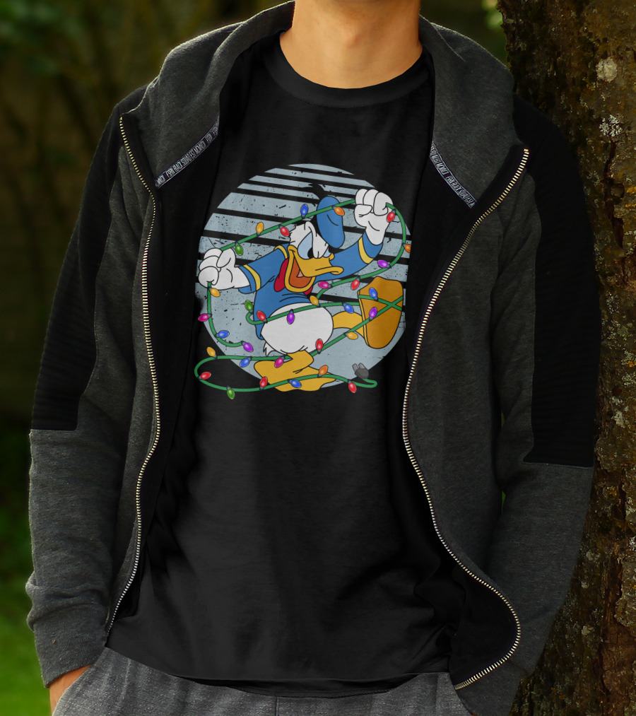 Donald Duck Wrapped In Christmas Lights T-Shirt