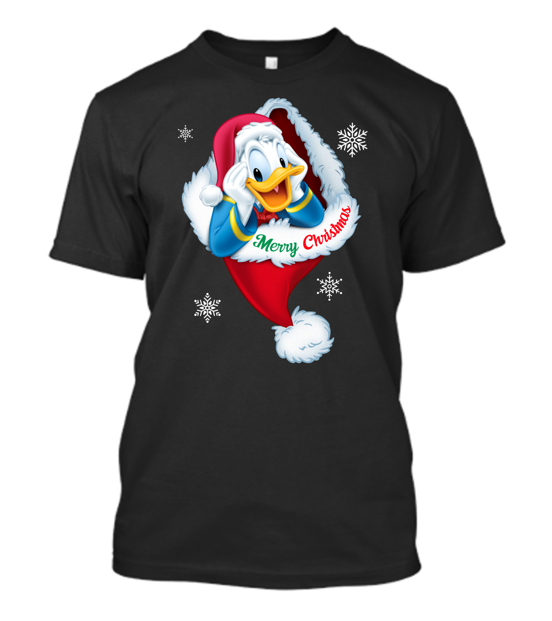 Donald Merry Christmas Snowflakes Santa Hat T-Shirt