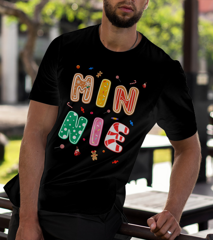 Minnie Christmas Candy And Gingerbread Theme T-Shirt
