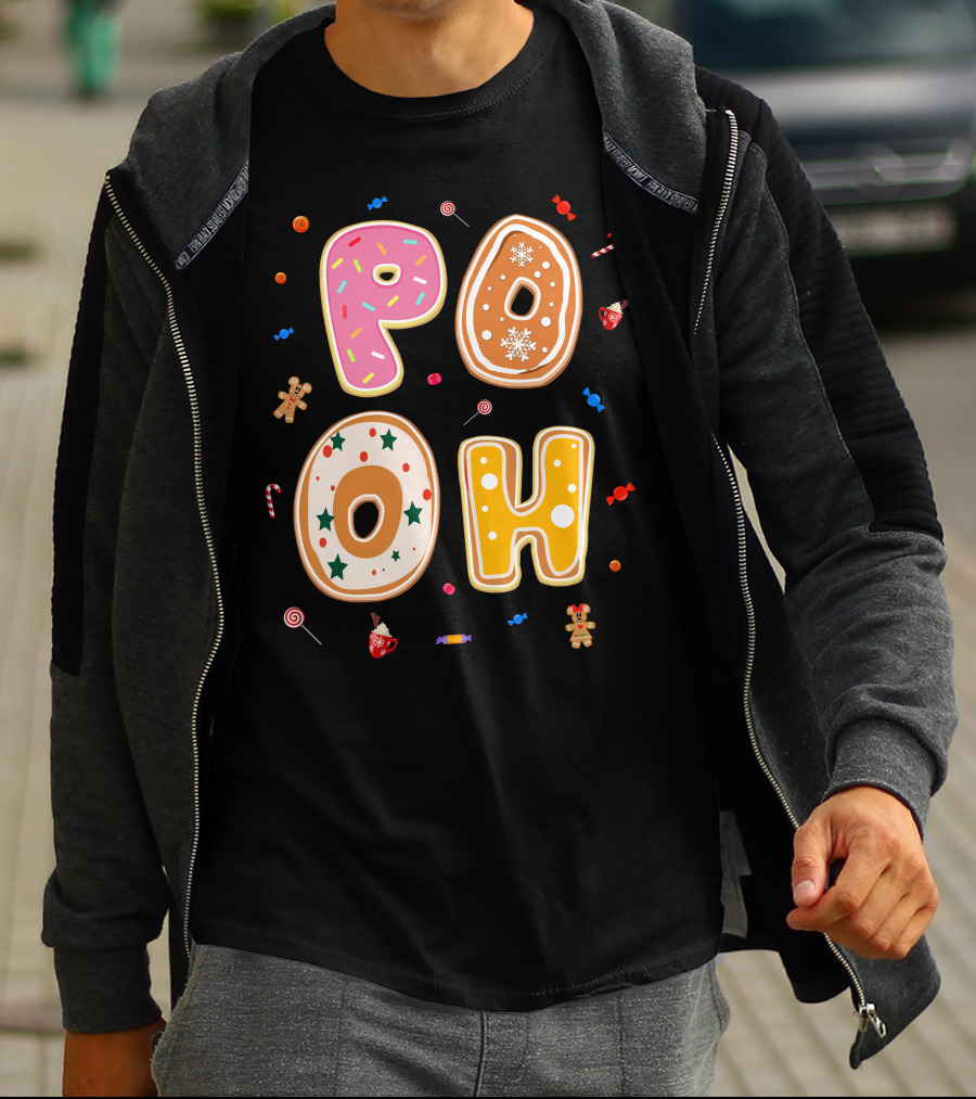 Pooh Christmas Gingerbread Candy Cane Cookies T-Shirt