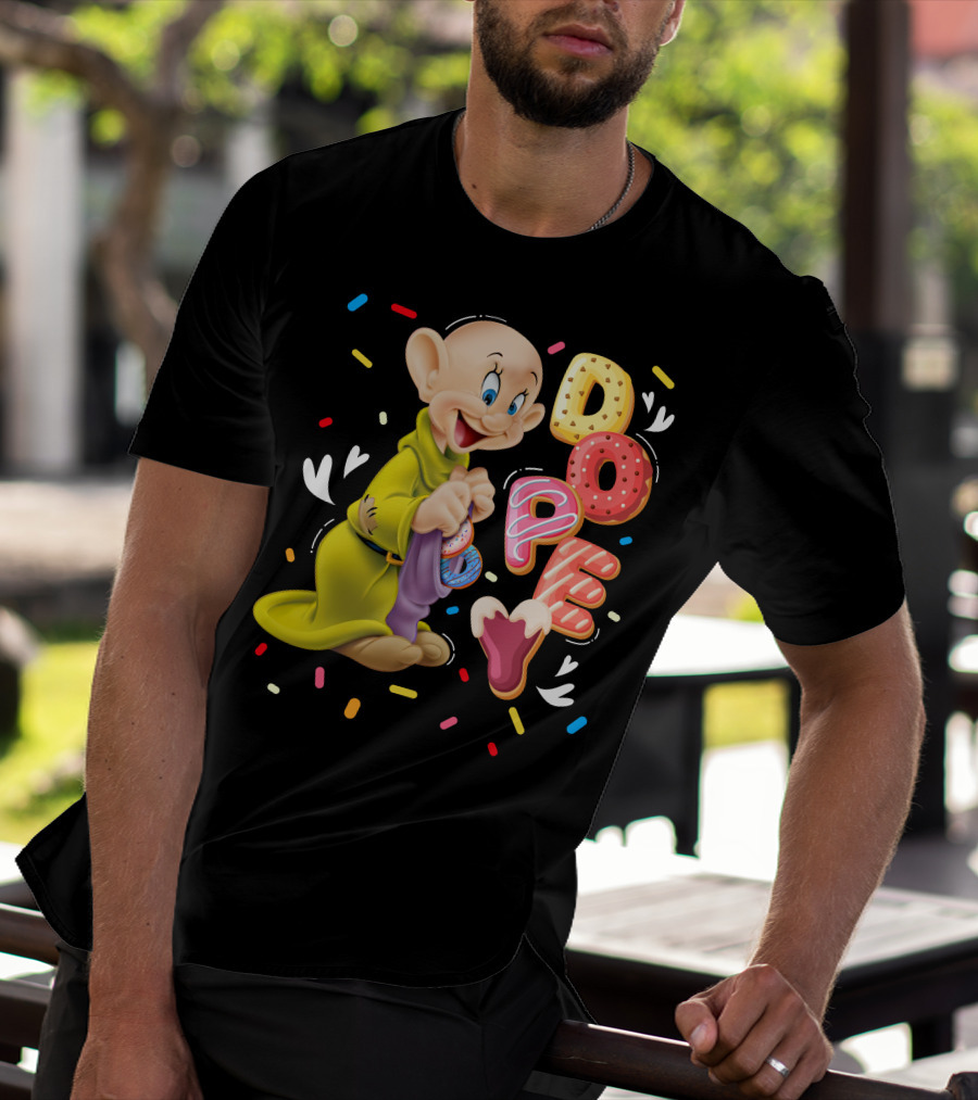Dopey Disney Character With Colorful Donut Sprinkle Letters T-Shirt