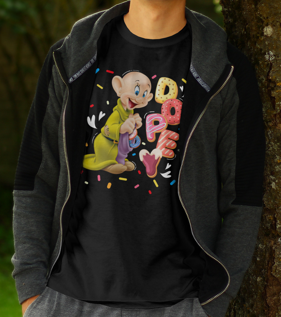 Dopey Disney Character With Colorful Donut Sprinkle Letters T-Shirt