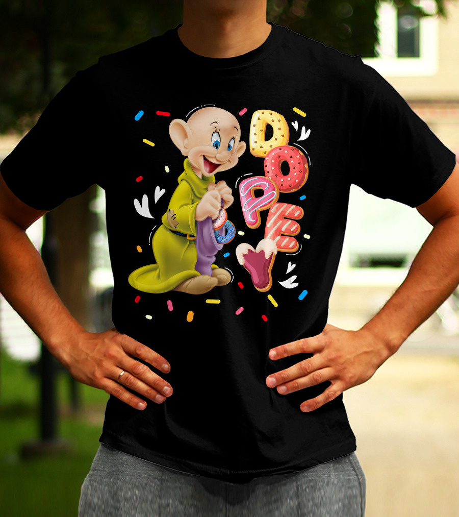 Dopey Disney Character With Colorful Donut Sprinkle Letters T-Shirt