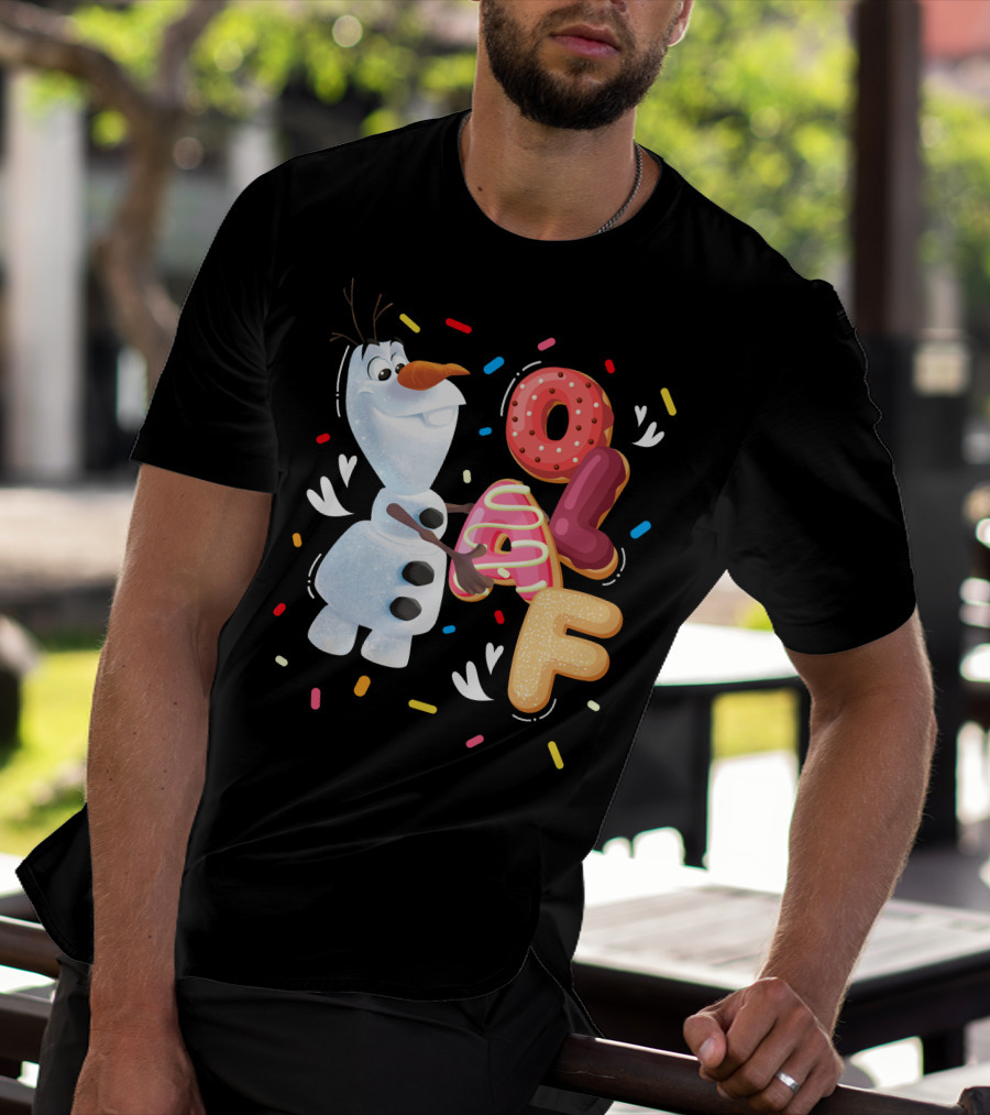 Olaf Doughnut Letters With Colorful Sprinkles Snowman T-Shirt