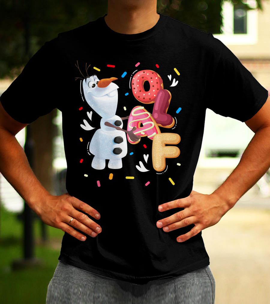 Olaf Doughnut Letters With Colorful Sprinkles Snowman T-Shirt