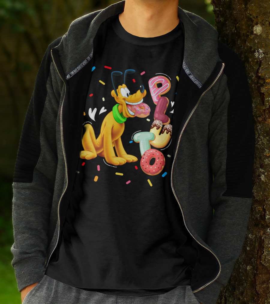 Pluto Donut Letters Colorful Confetti Celebration T-Shirt