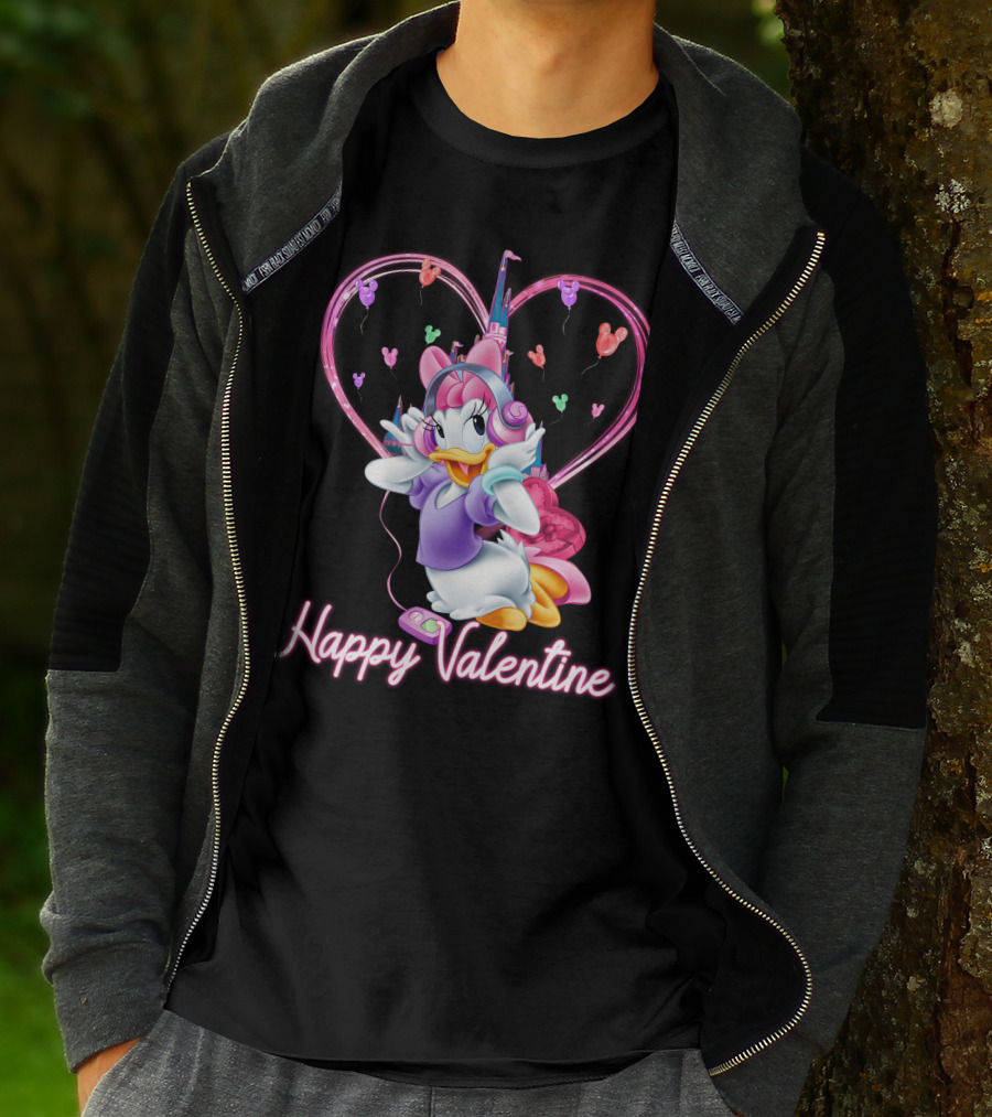 Daisy Duck Happy Valentine Balloons Castle Headphones T-Shirt