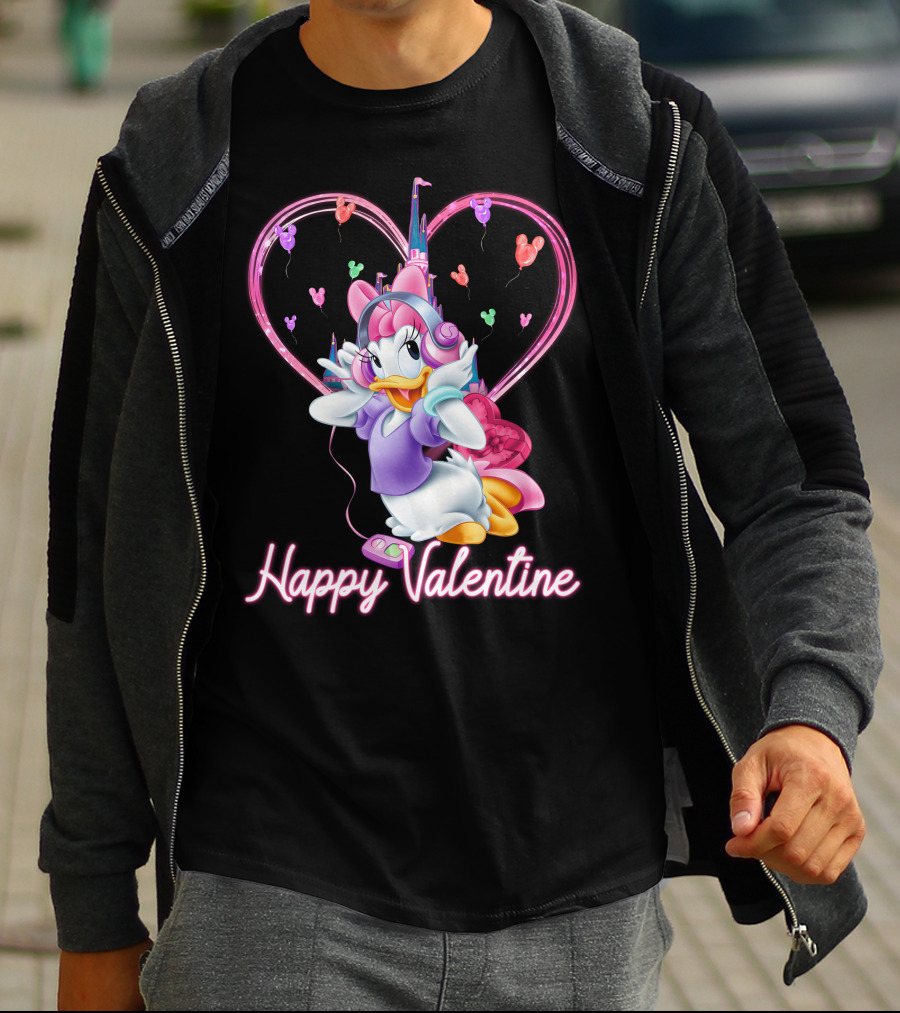Daisy Duck Happy Valentine Balloons Castle Headphones T-Shirt