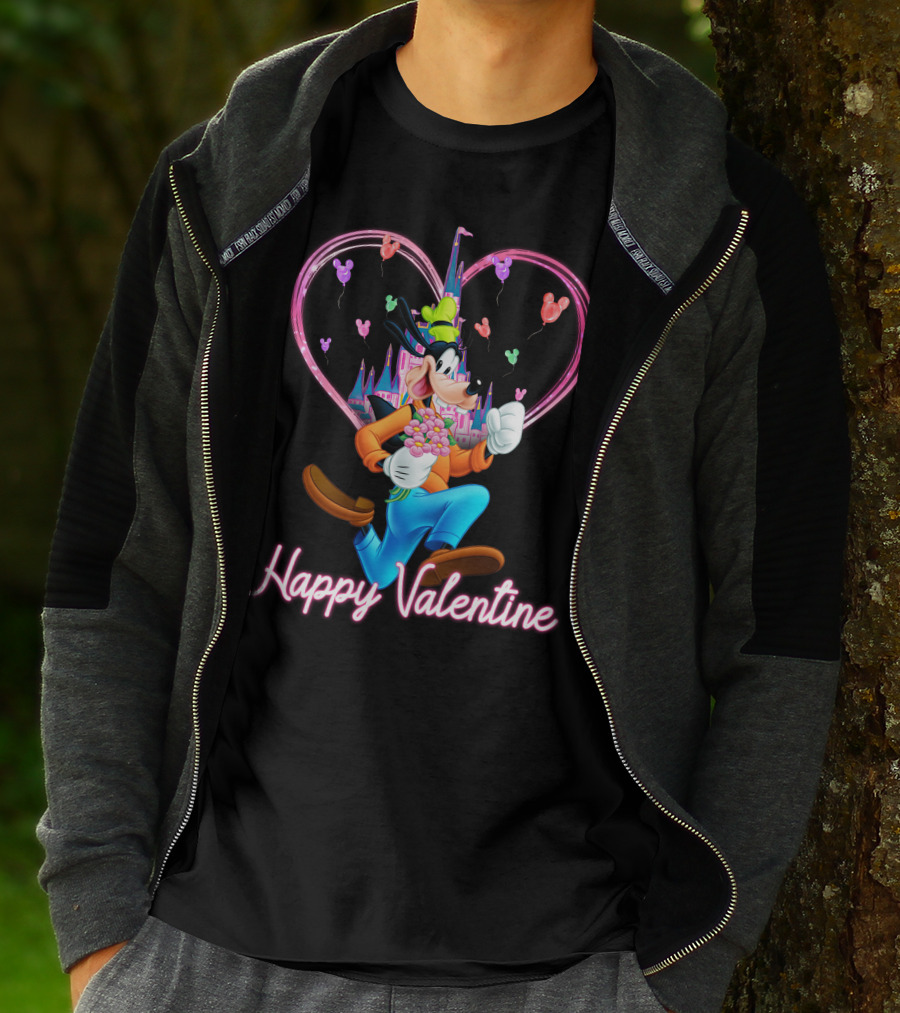 Goofy Happy Valentine Castle Balloons Bouquet T-Shirt