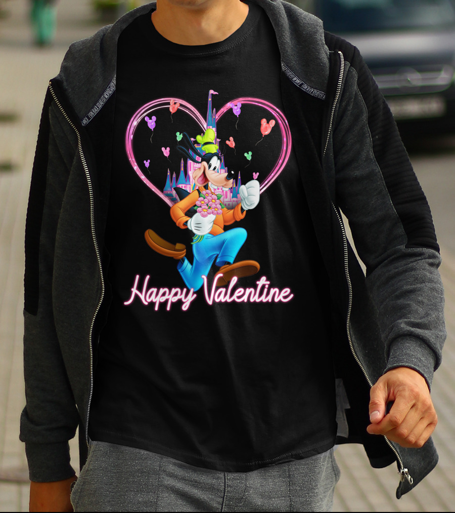 Goofy Happy Valentine Castle Balloons Bouquet T-Shirt