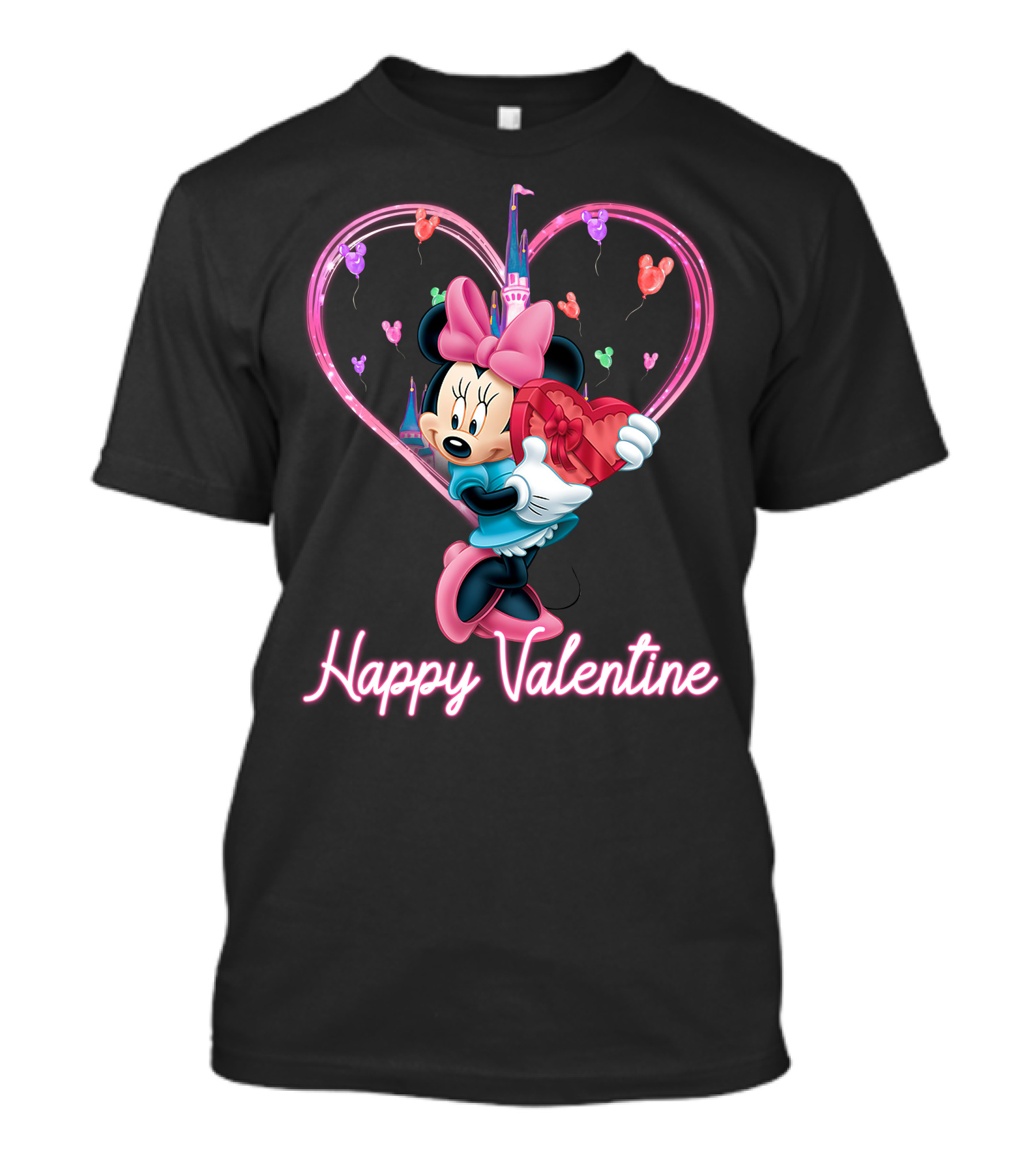 Happy Valentine Minnie Mouse Heart Balloons T-Shirt