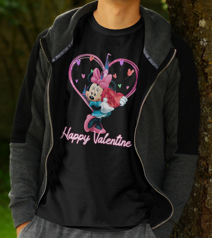 Happy Valentine Minnie Mouse Heart Balloons T-Shirt
