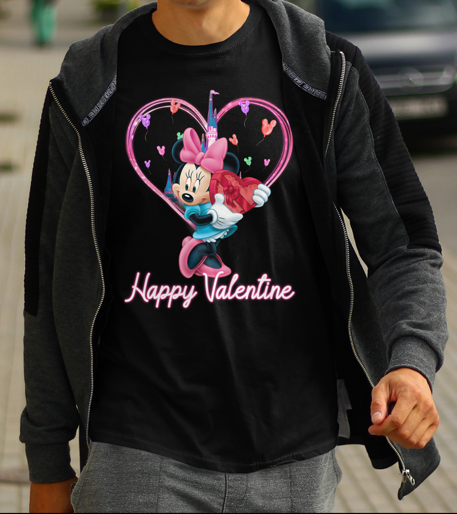 Happy Valentine Minnie Mouse Heart Balloons T-Shirt