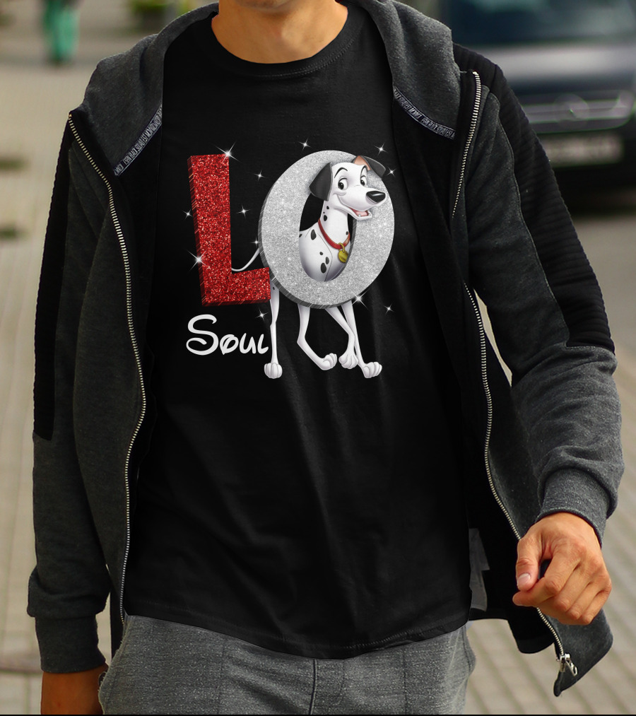 Pongo Soul Love With Glittery Red And Silver Letters T-Shirt