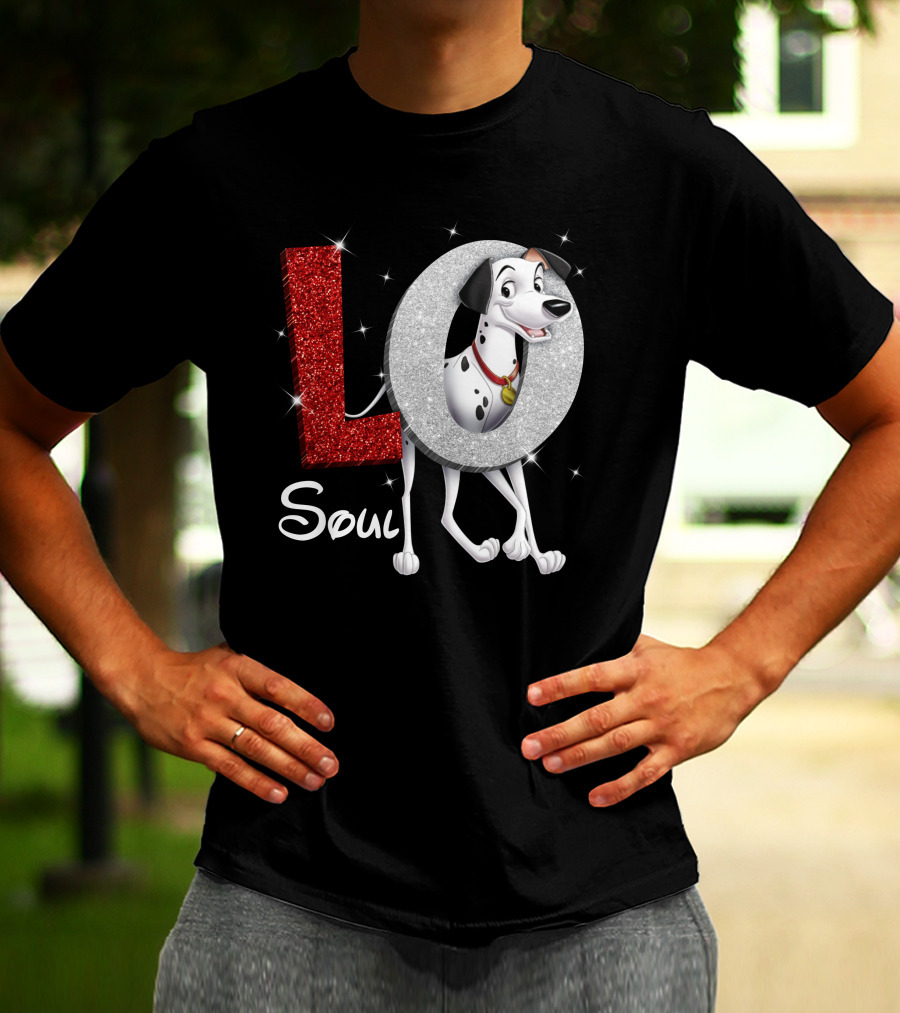 Pongo Soul Love With Glittery Red And Silver Letters T-Shirt