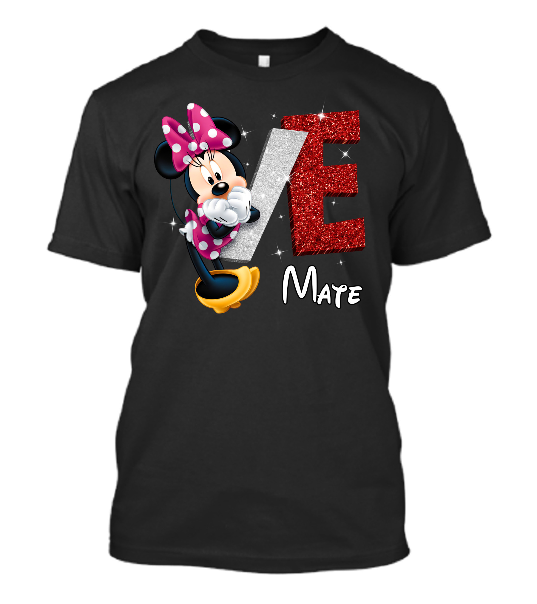 Minnie Mate Love Sparkle Bow And E Glitter T-Shirt