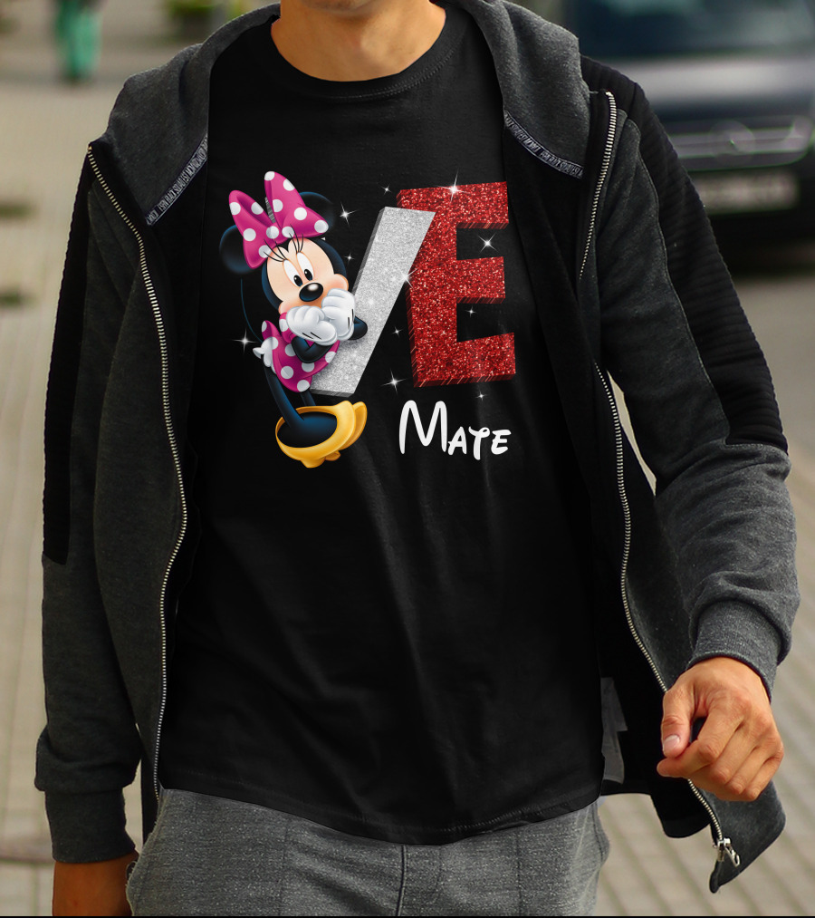 Minnie Mate Love Sparkle Bow And E Glitter T-Shirt