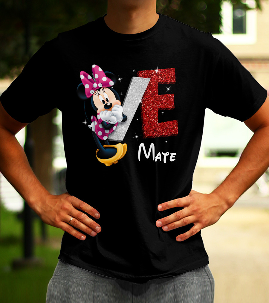 Minnie Mate Love Sparkle Bow And E Glitter T-Shirt
