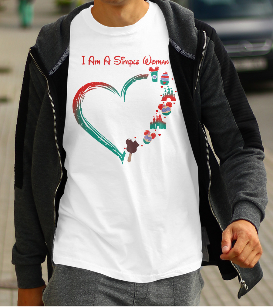 I Am A Simple Woman Ariel Castle Heart Icons T-Shirt