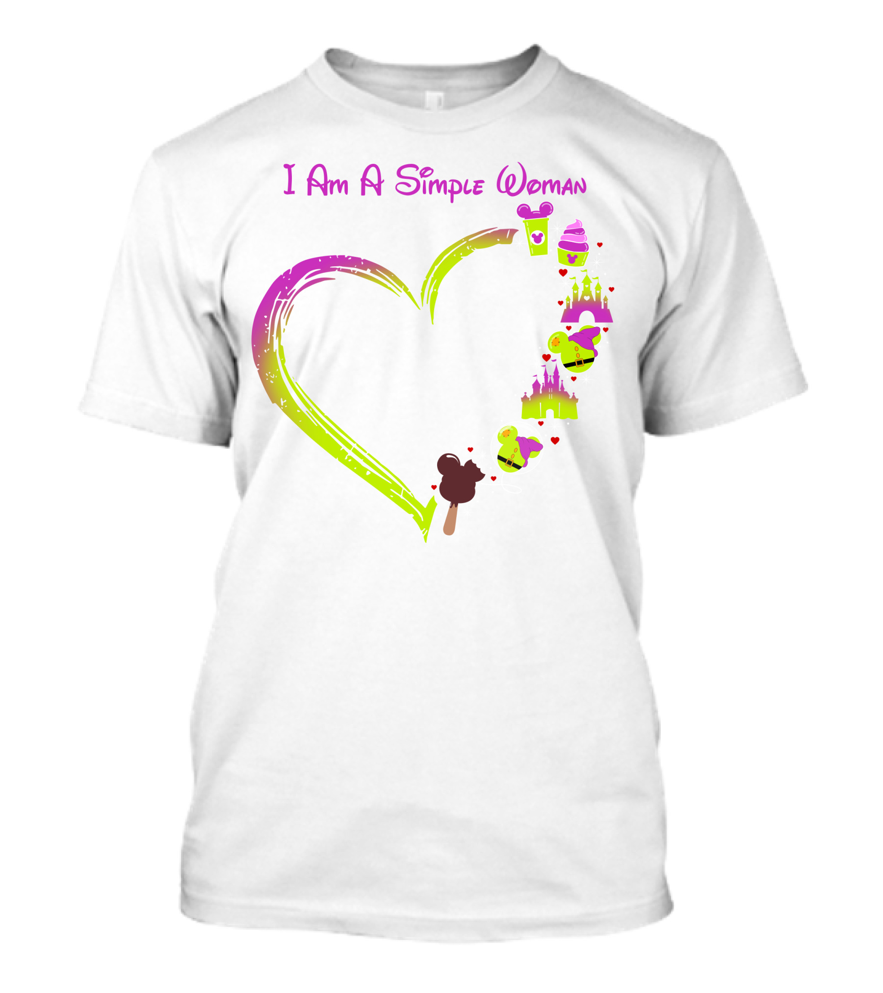 I Am A Simple Woman Castle Coffee Dopey Ice Cream Hearts T-Shirt