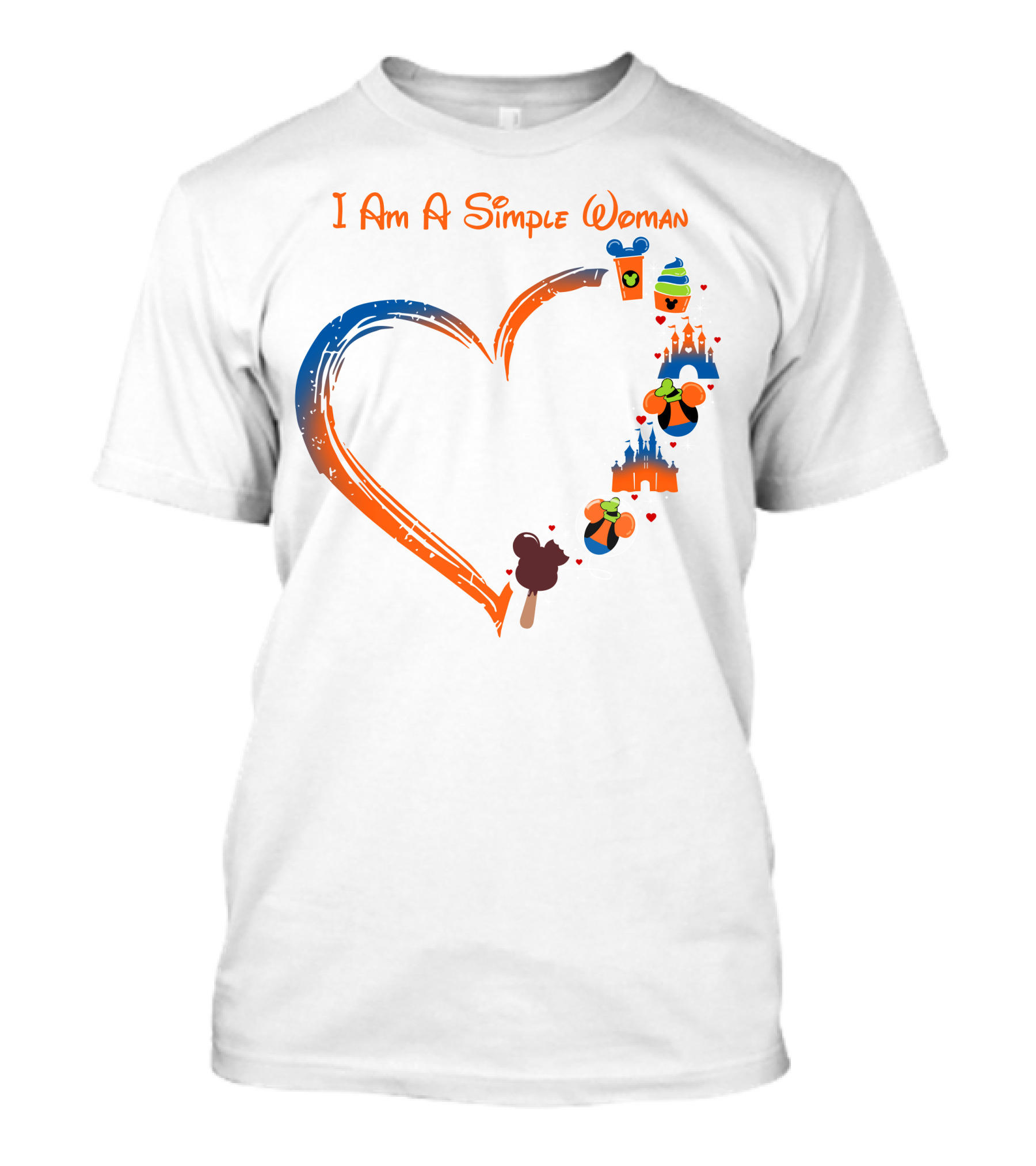 I Am A Simple Woman Heart Mickey Ice Cream Castle Minnie Ears T-Shirt