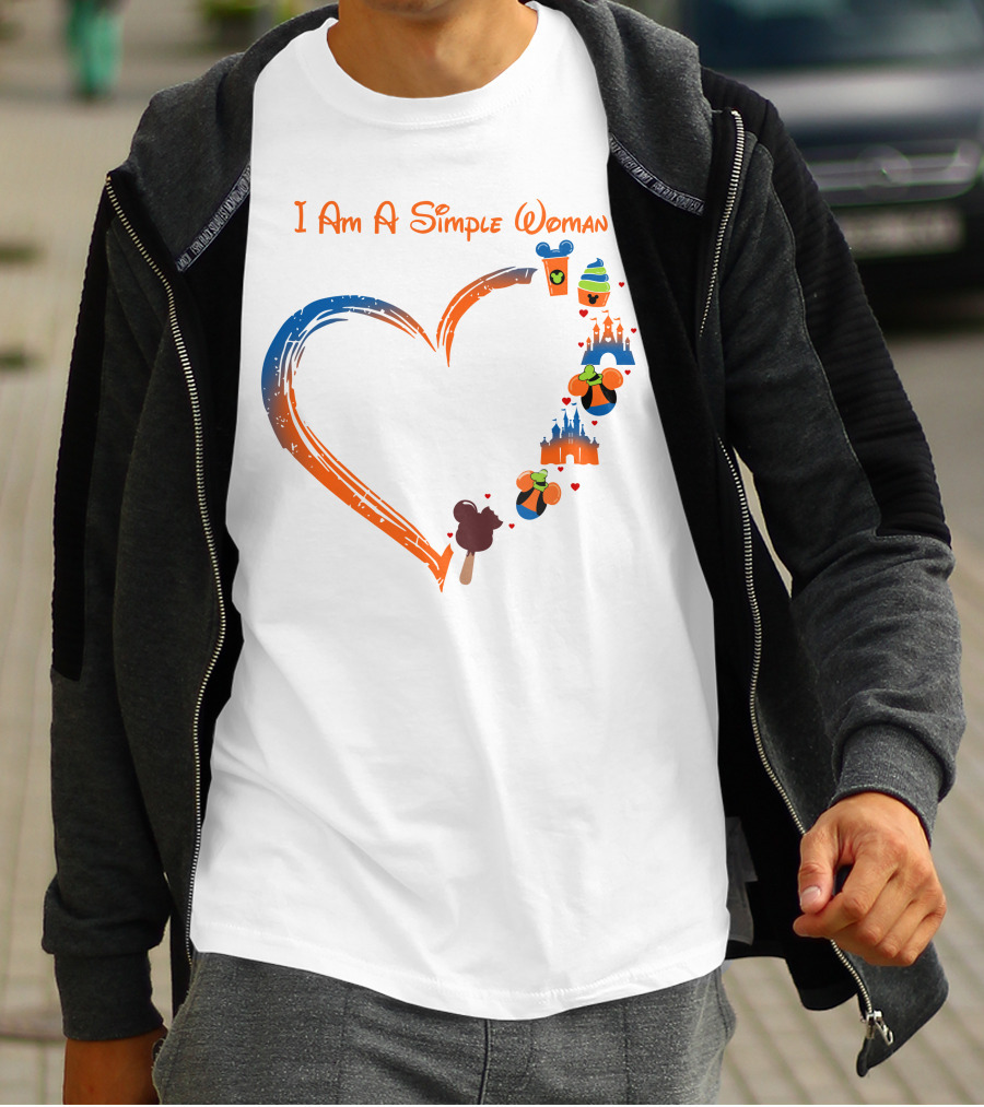 I Am A Simple Woman Heart Mickey Ice Cream Castle Minnie Ears T-Shirt