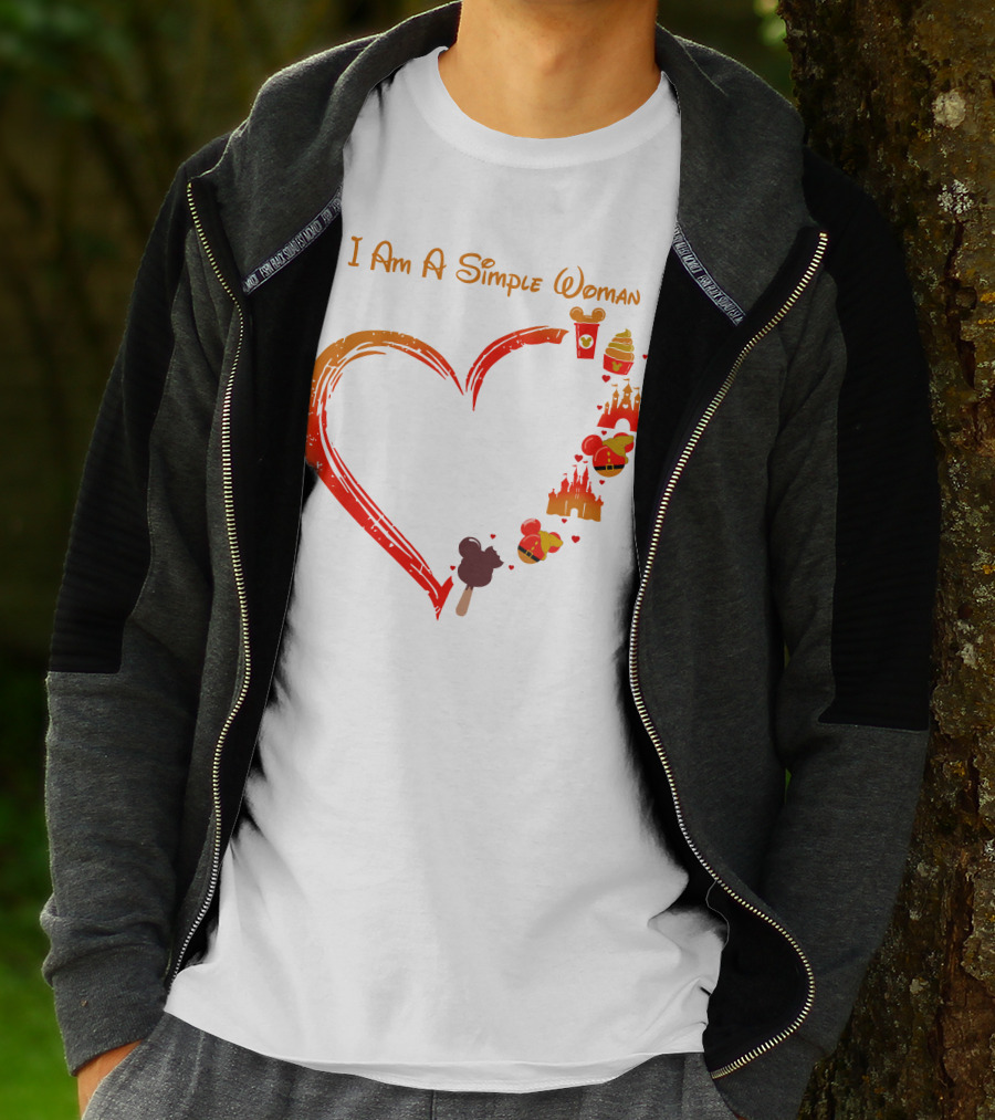 I Am A Simple Woman Heart Castle Ice Cream Disney Icons T-Shirt