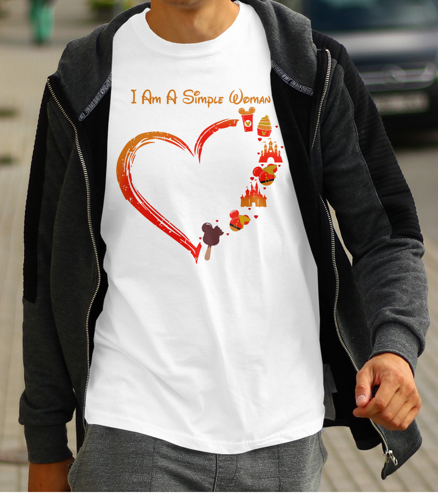 I Am A Simple Woman Heart Castle Ice Cream Disney Icons T-Shirt