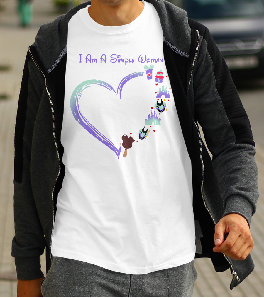 I Am A Simple Woman Heart With Maleficent Castle Ice Cream Cupcake Coffee T-Shirt