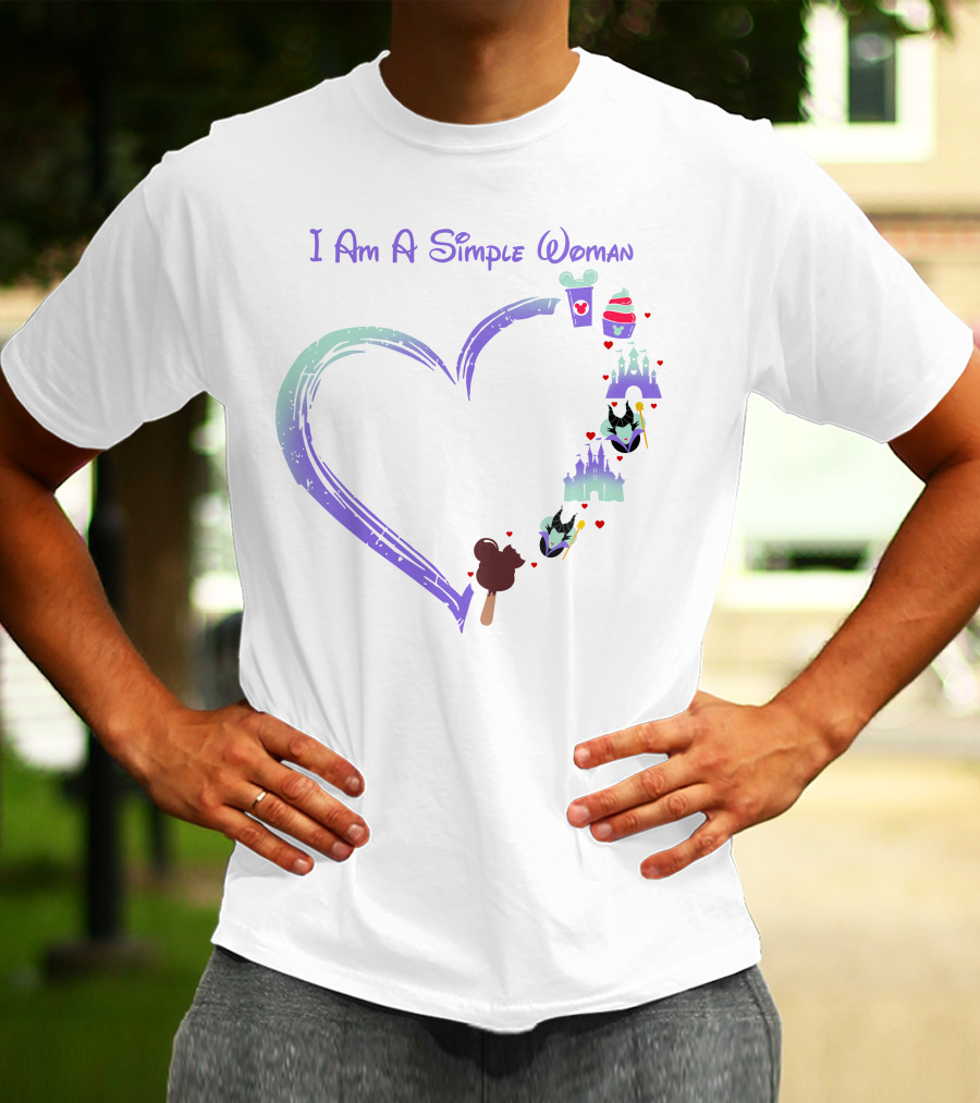 I Am A Simple Woman Heart With Maleficent Castle Ice Cream Cupcake Coffee T-Shirt