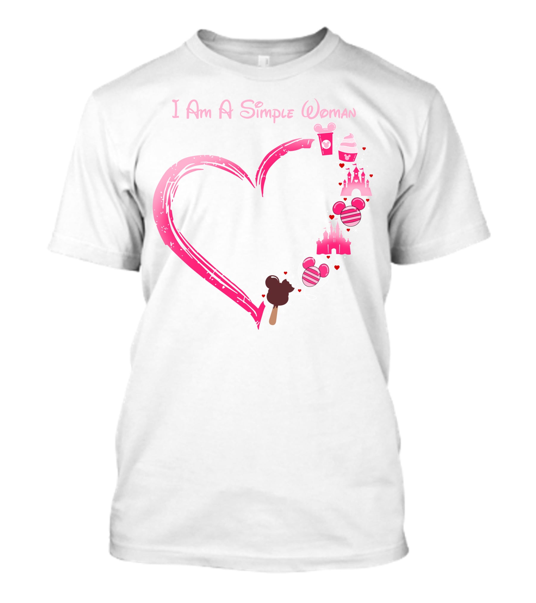 I Am A Simple Woman Heart With Ice Cream And Castle T-Shirt