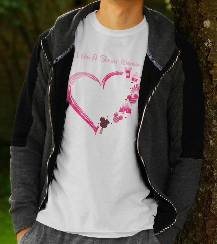 I Am A Simple Woman Heart With Ice Cream And Castle T-Shirt