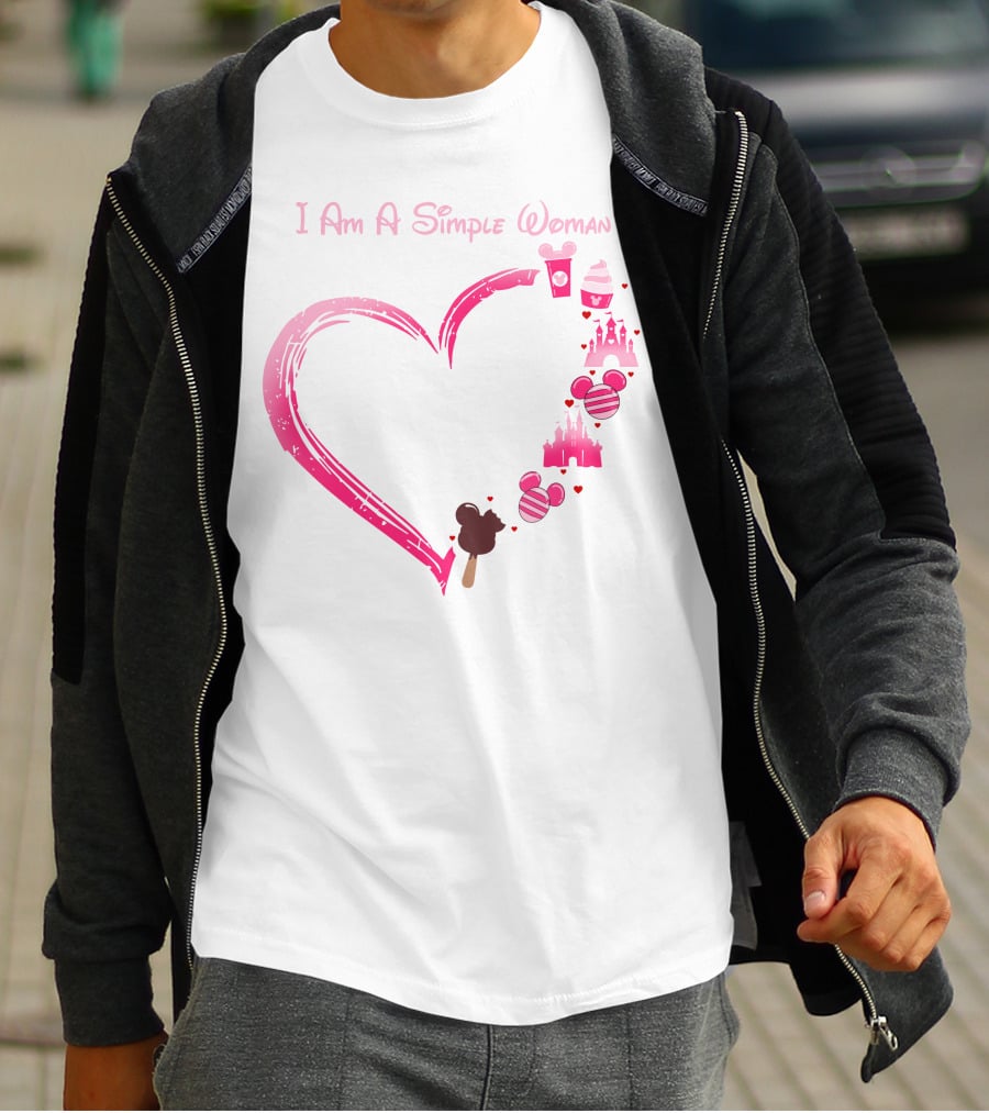 I Am A Simple Woman Heart With Ice Cream And Castle T-Shirt
