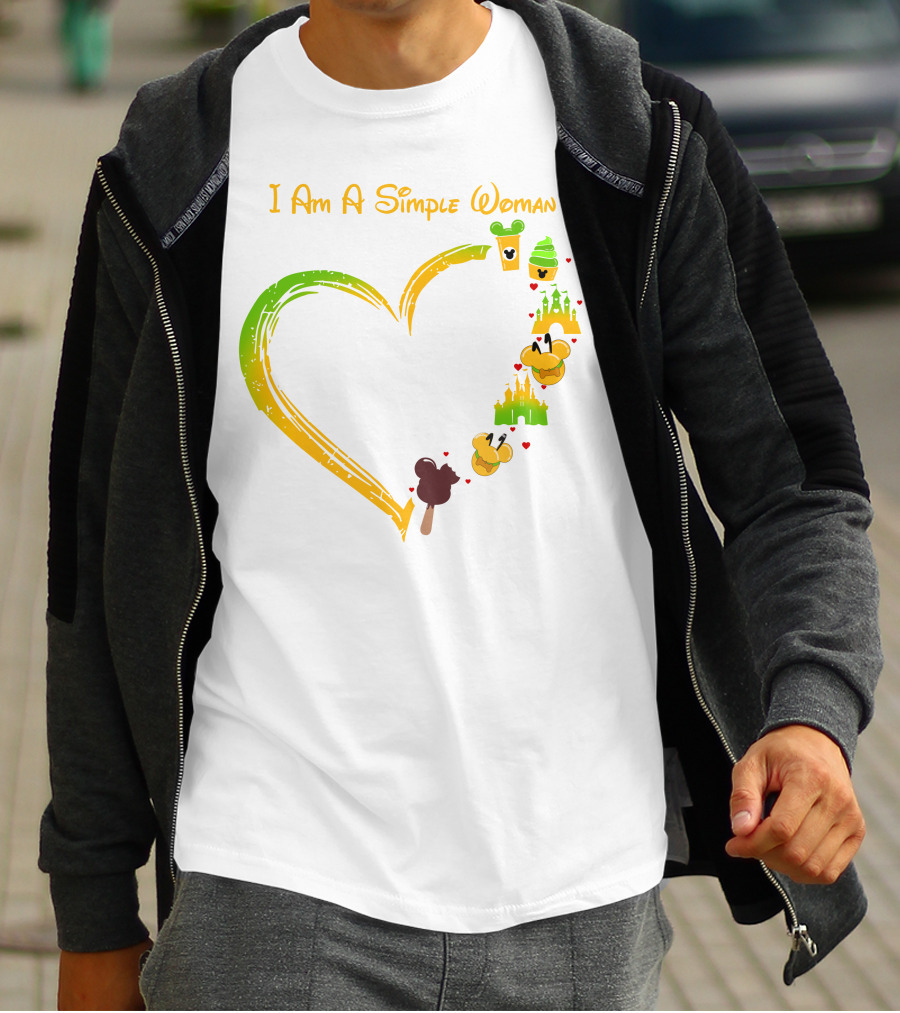 I Am A Simple Woman Heart Mouse Ears Ice Cream Castle T-Shirt