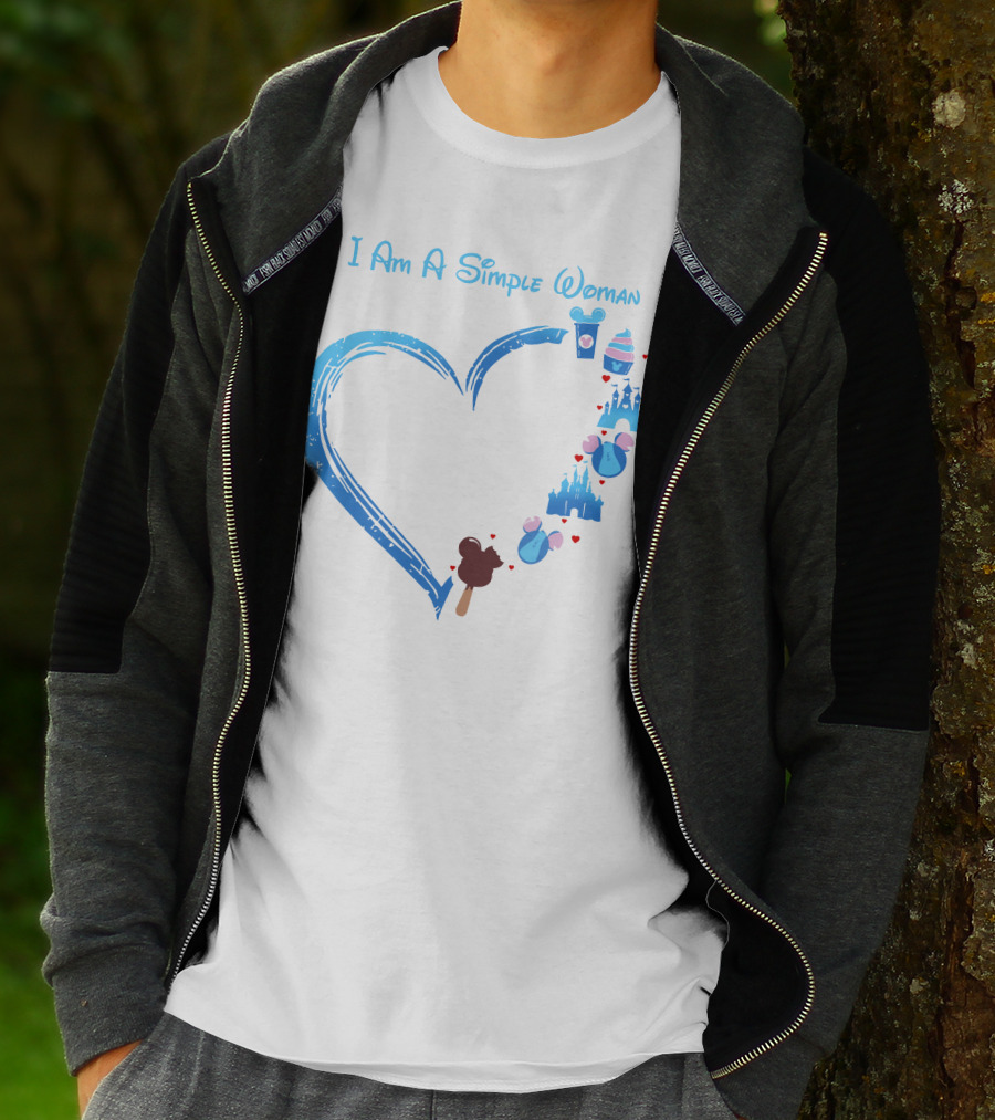 I Am A Simple Woman Heartbeat Mickey Ice Cream Castle Ears T-Shirt