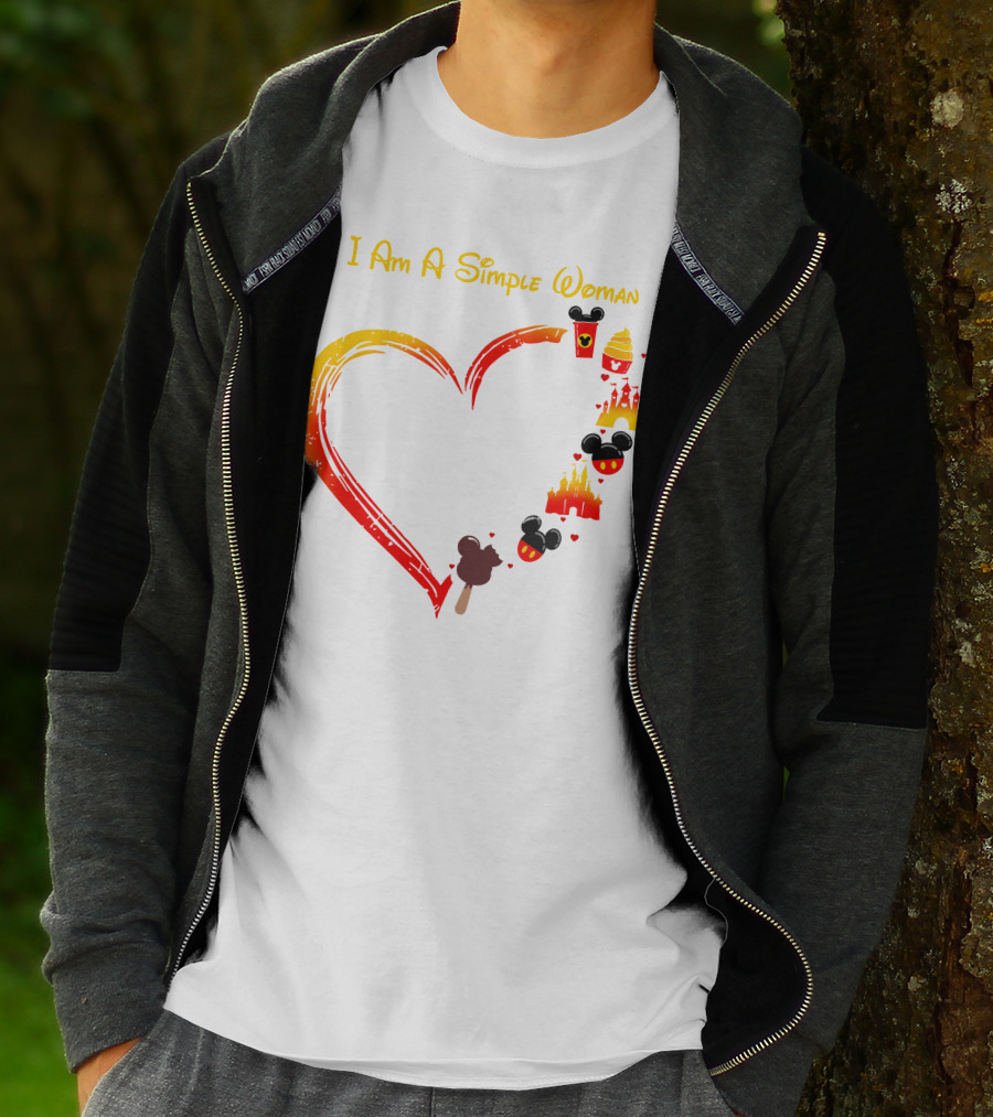 I Am A Simple Woman Heart Mickey Mouse Ice Cream Castle Icons T-Shirt